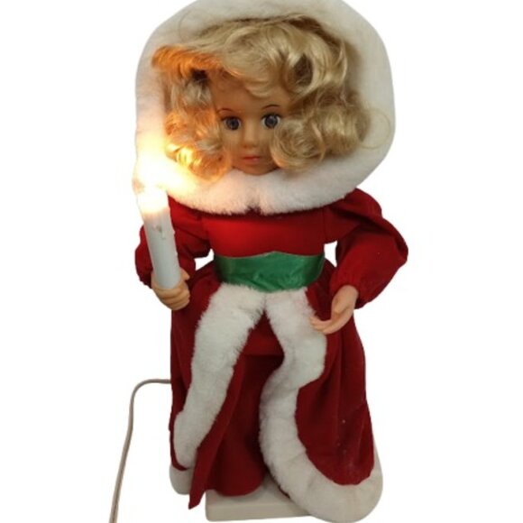 Vintage Telco Motion-Ettes Of Christmas Animated Girl Sculpture 19" - Picture 1 of 5